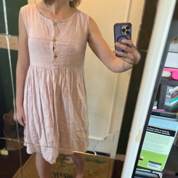 Linen Sea Handmade Sleeveless Linen Dress, Wide Fit Medium - Picture 8 of 13